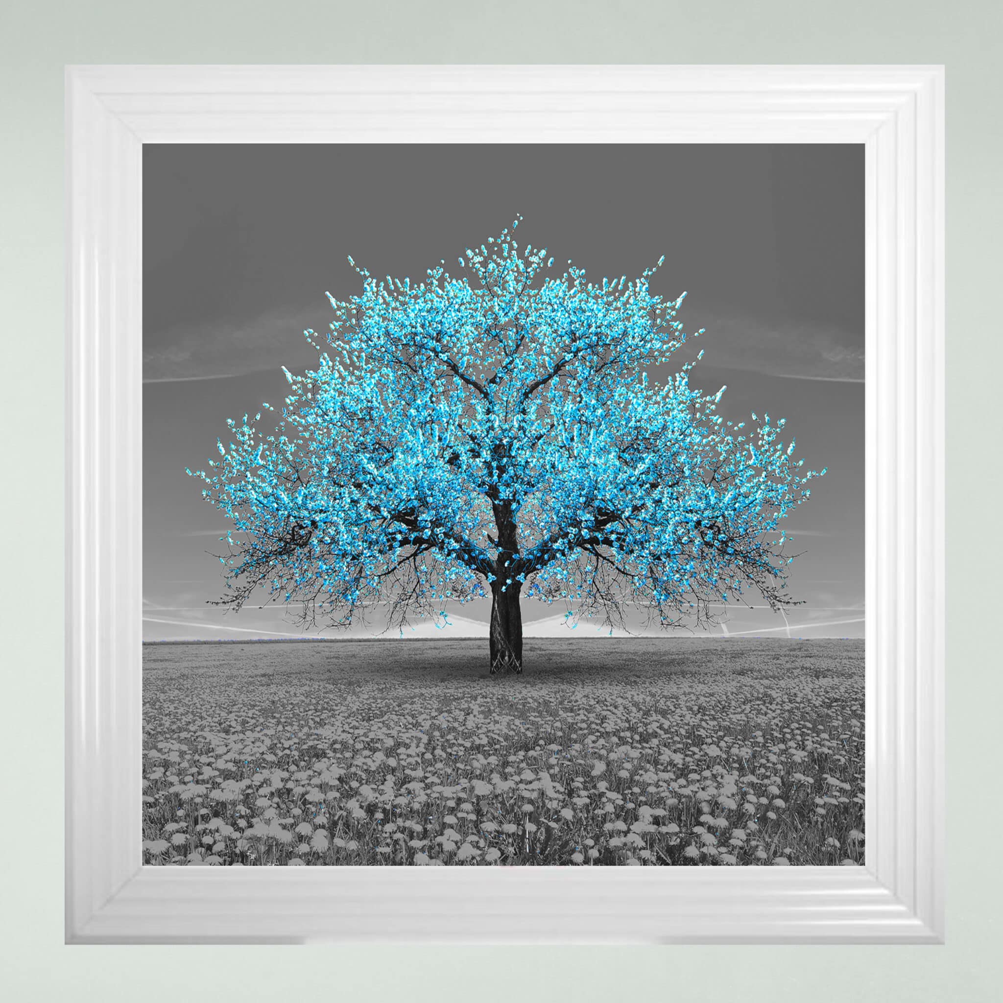 Teal Cherry Tree - Framed Wall Art