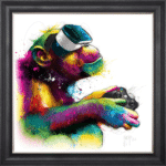 Monkey Gamer Framed Picture by Patrice Murciano