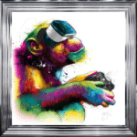 Monkey Gamer Framed Picture by Patrice Murciano