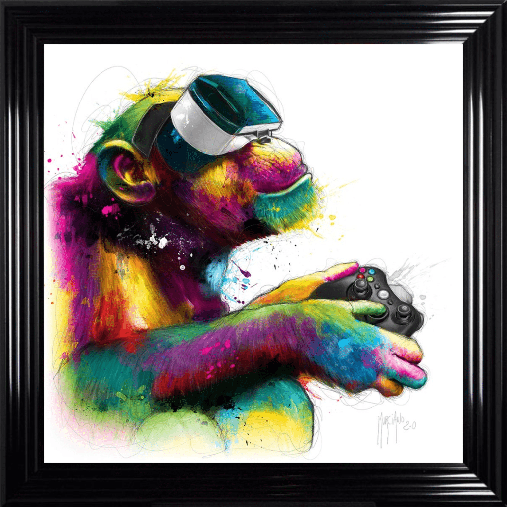 Monkey Gamer Framed Picture by Patrice Murciano