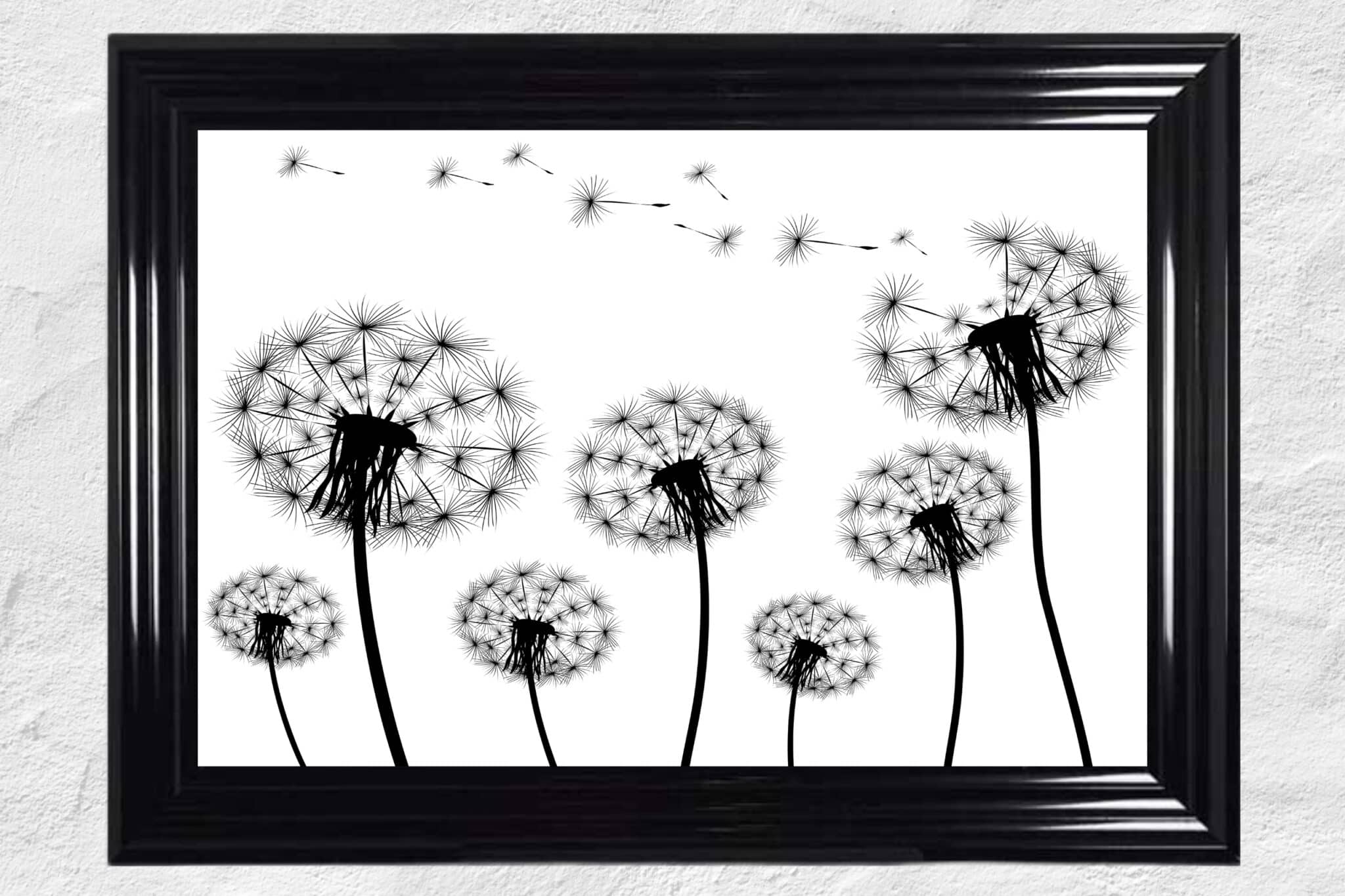 My project-1 (89) Dandelion Field Blowing Left In the Wind - Framed Wall Art