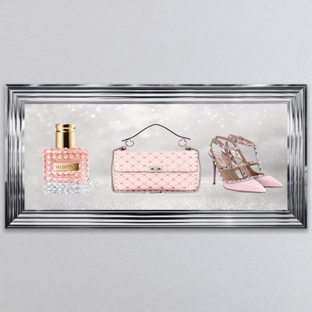 Valentino Perfume, Handbag and Shoe - Framed wall art