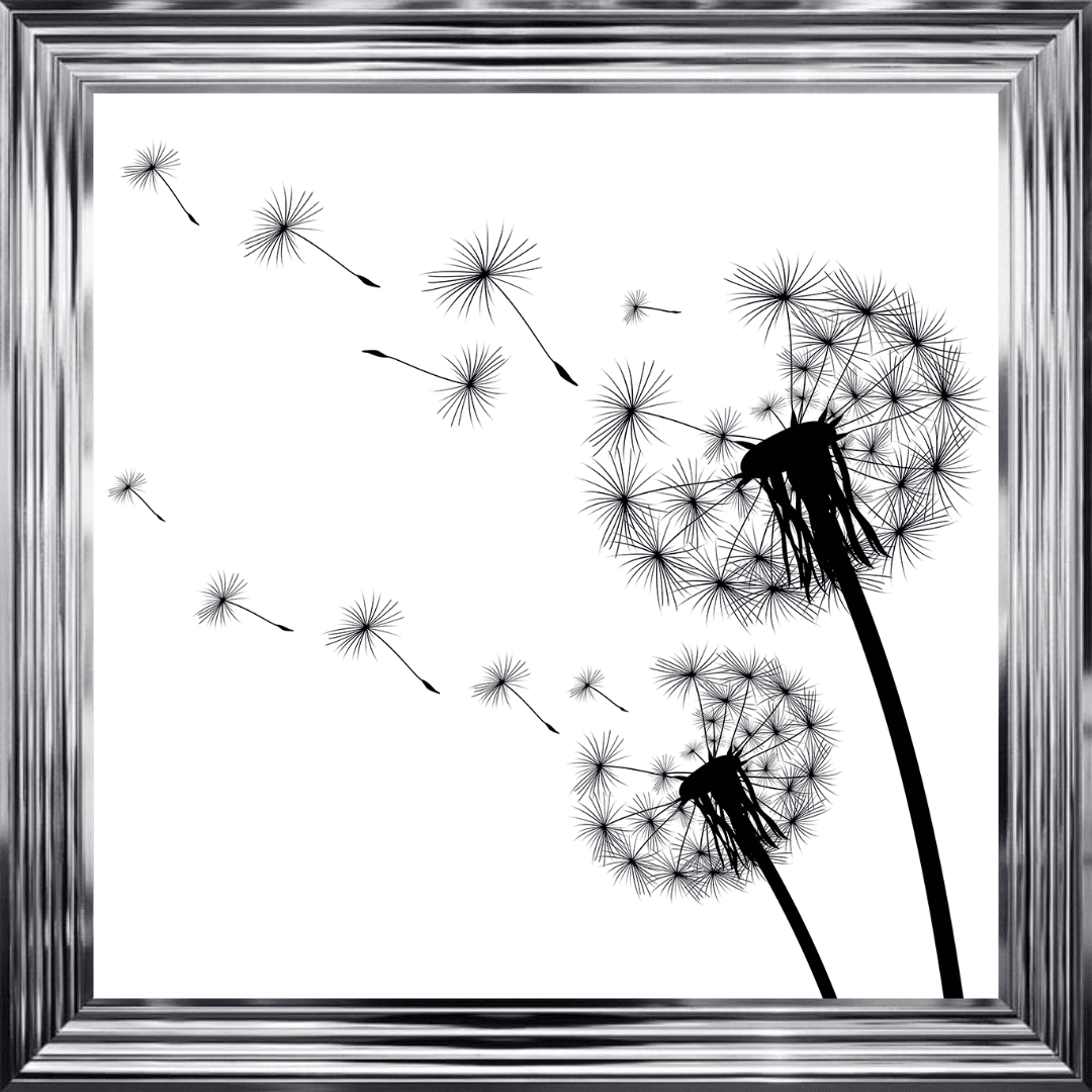 Untitled - 2024-05-12T140115.053 Dandelions Blowing left In the Wind - Framed Wall Art