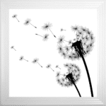 Dandelions Blowing left In the Wind - Framed Wall Art