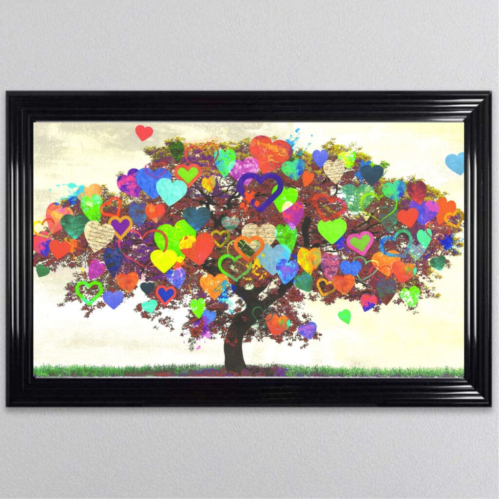 Coloured Love Tree - Framed Wall Art