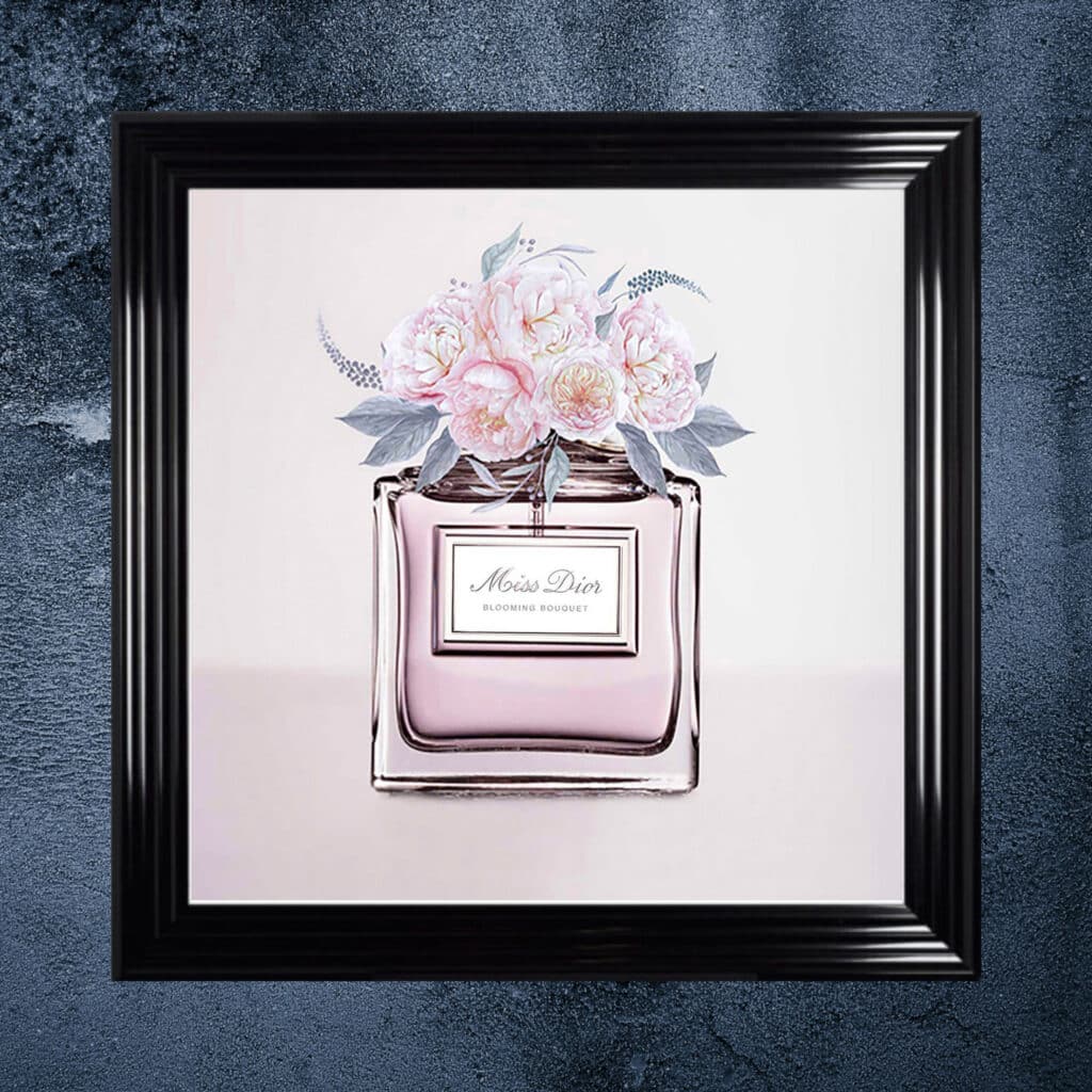 Blooming Bouquet Perfume Bottle - Framed Wall Art