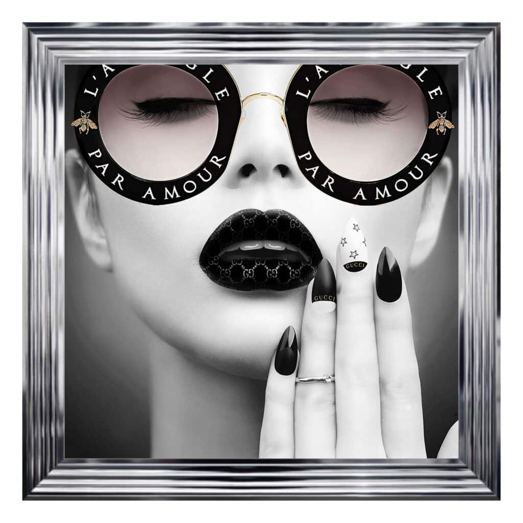 Gucci Black Lips Image - Framed wall art