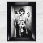 Drinking on the Toilet - Framed wall art