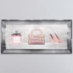 Miss Dior Perfume, Handbag and Shoe - Framed wall art