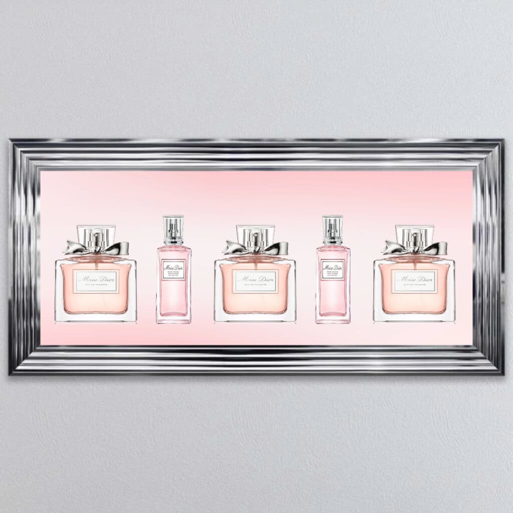 Miss Dior Perfume Bottles - Framed wall art