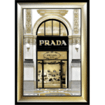 Prada shop Front with Gold Background - Wall Art
