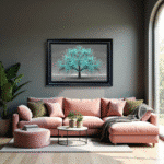 Teal Cherry Tree - Framed Wall Art - Image 3