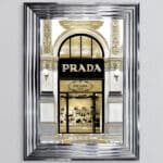Prada shop Front with Gold Background - Wall Art