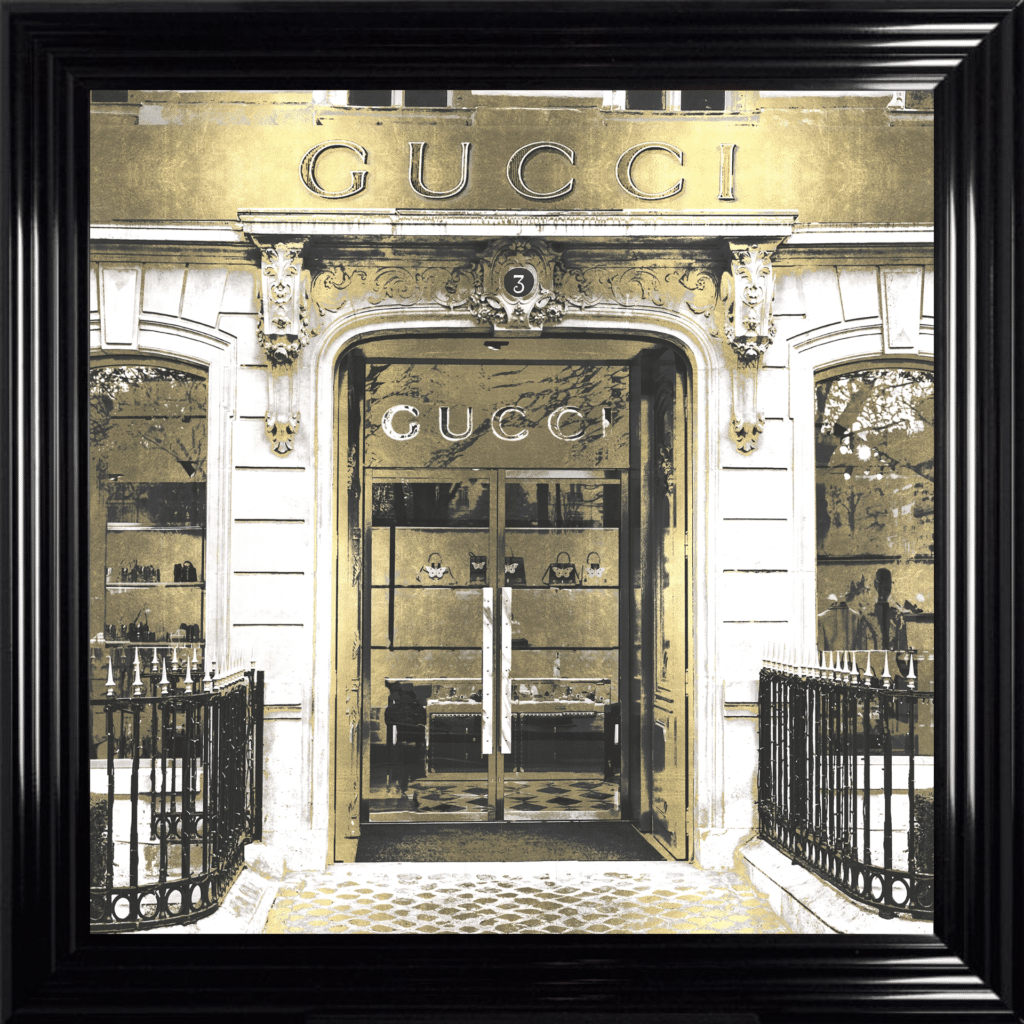 Gucci Shop Front with Gold Background - Wall Art