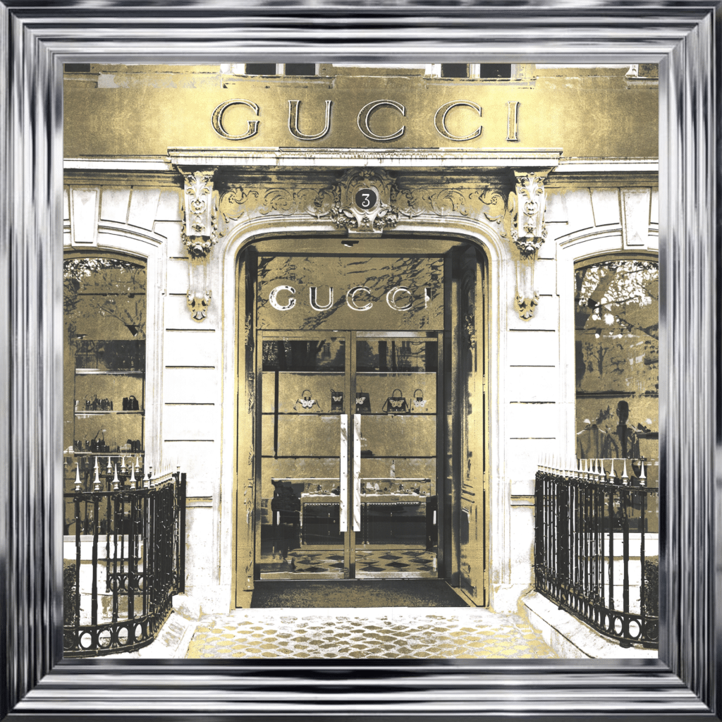 Gucci Shop Front with Gold Background - Wall Art