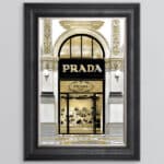 Prada shop Front with Gold Background - Wall Art