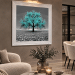 Teal Cherry Tree - Framed Wall Art for Living Rooms
