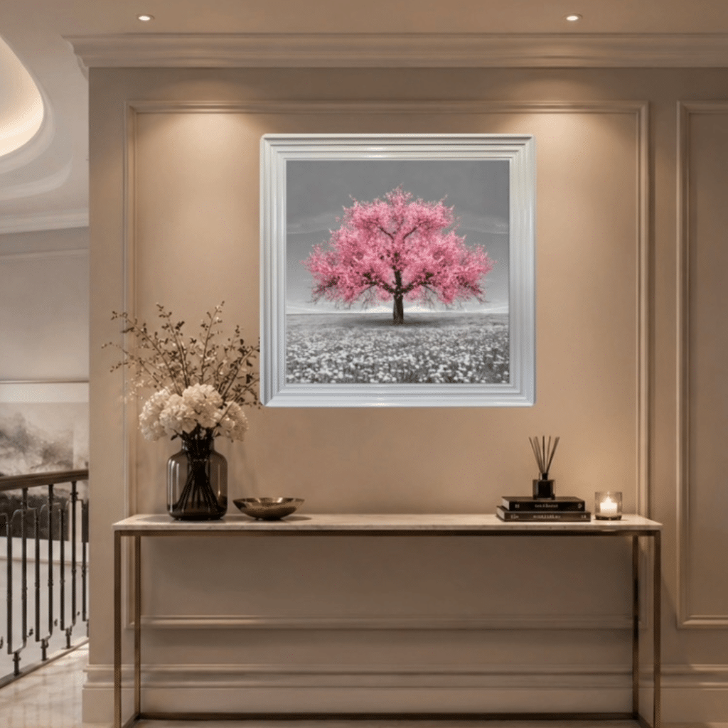 Pink Cherry Tree - Framed Wall Art for Living Rooms