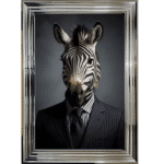 Zebra in Suit - Framed Animal Wall Art