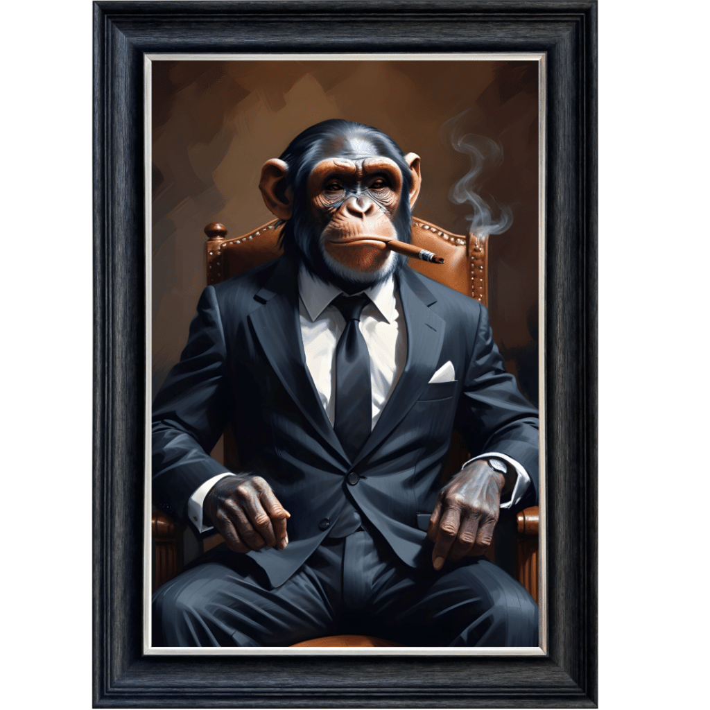 Monkey in Suit - Framed Animal Wall Art