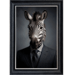 Zebra in Suit - Framed Animal Wall Art