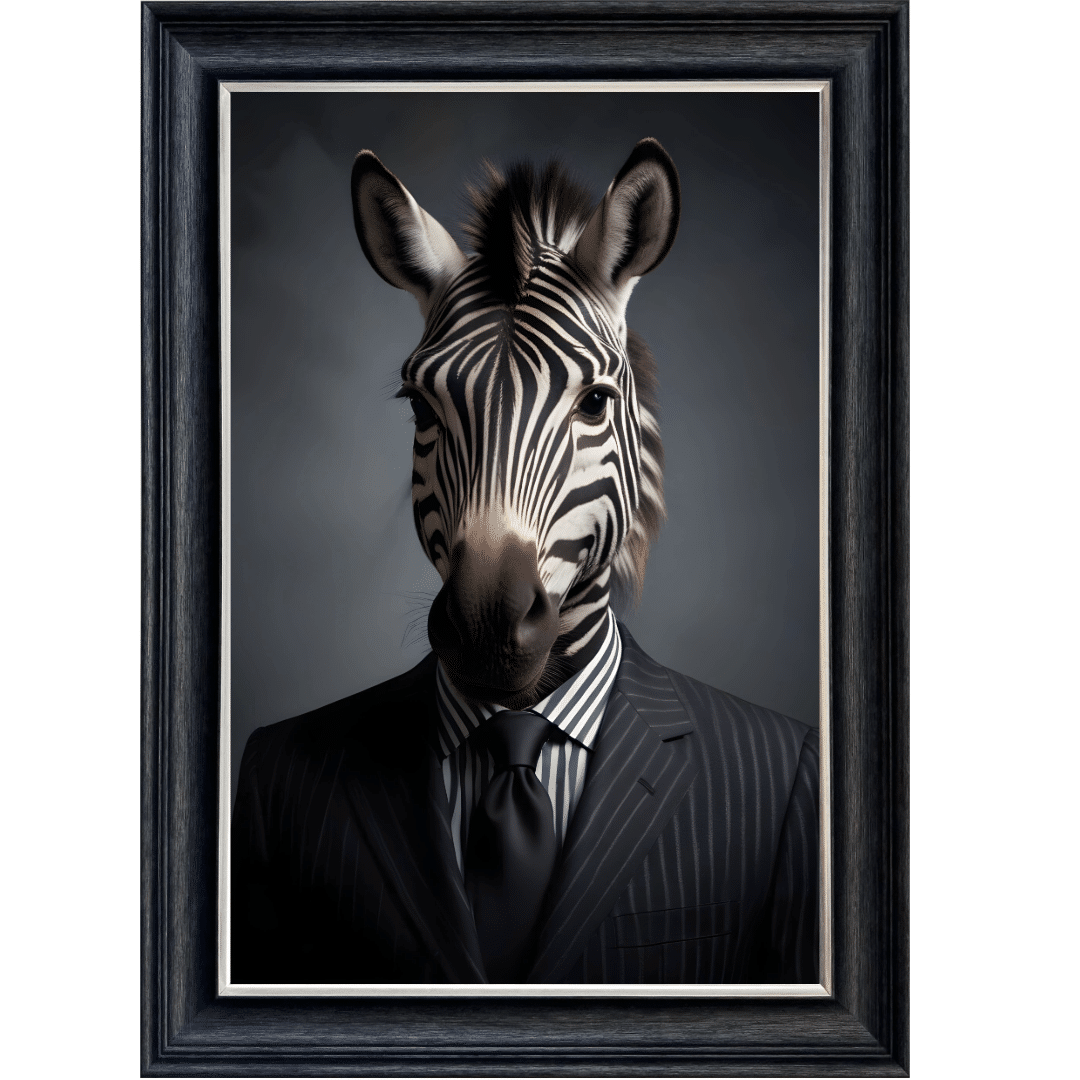 Untitled - 2024-07-27T171104.341 Zebra in Suit - Framed Animal Wall Art