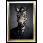 Zebra in Suit - Framed Animal Wall Art