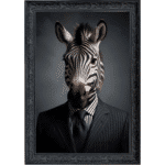 Zebra in Suit - Framed Animal Wall Art