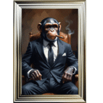 Monkey in Suit - Framed Animal Wall Art