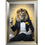 Yellow Lion - Framed Animal Wall Art