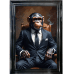 Monkey in Suit - Framed Animal Wall Art