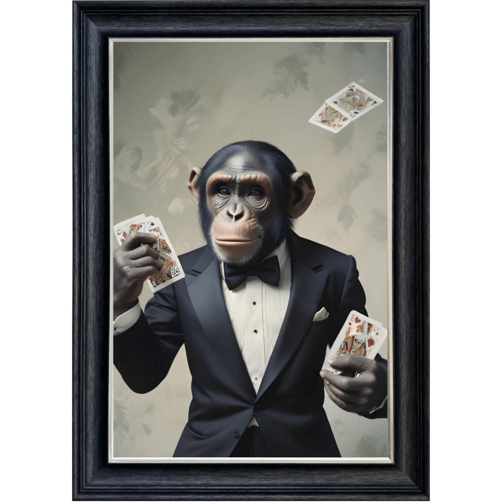 Monkey Poker - Framed Animal Wall Art