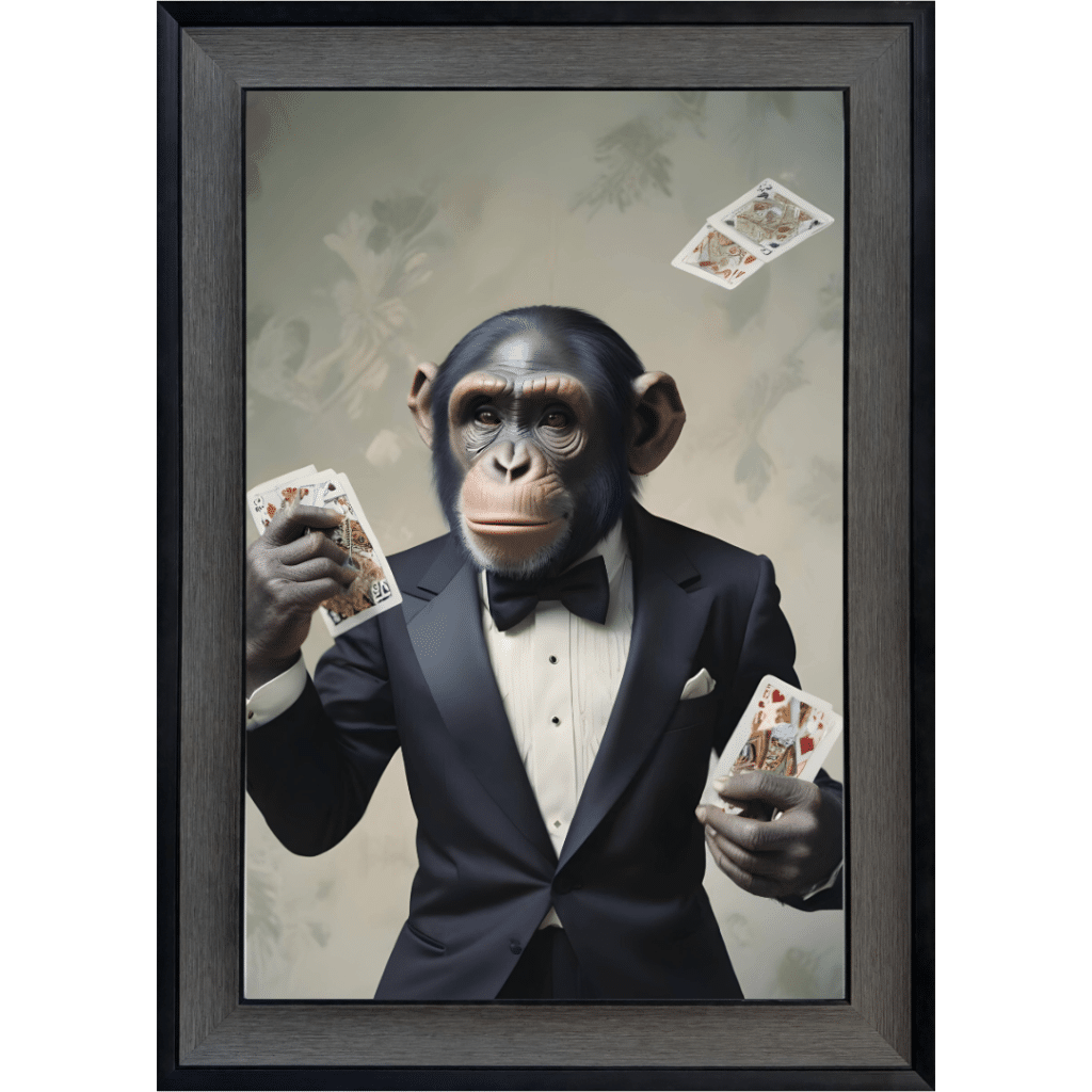 Monkey Poker - Framed Animal Wall Art
