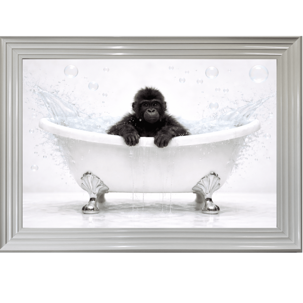 Baby Gorilla in the Bath - Framed Picture