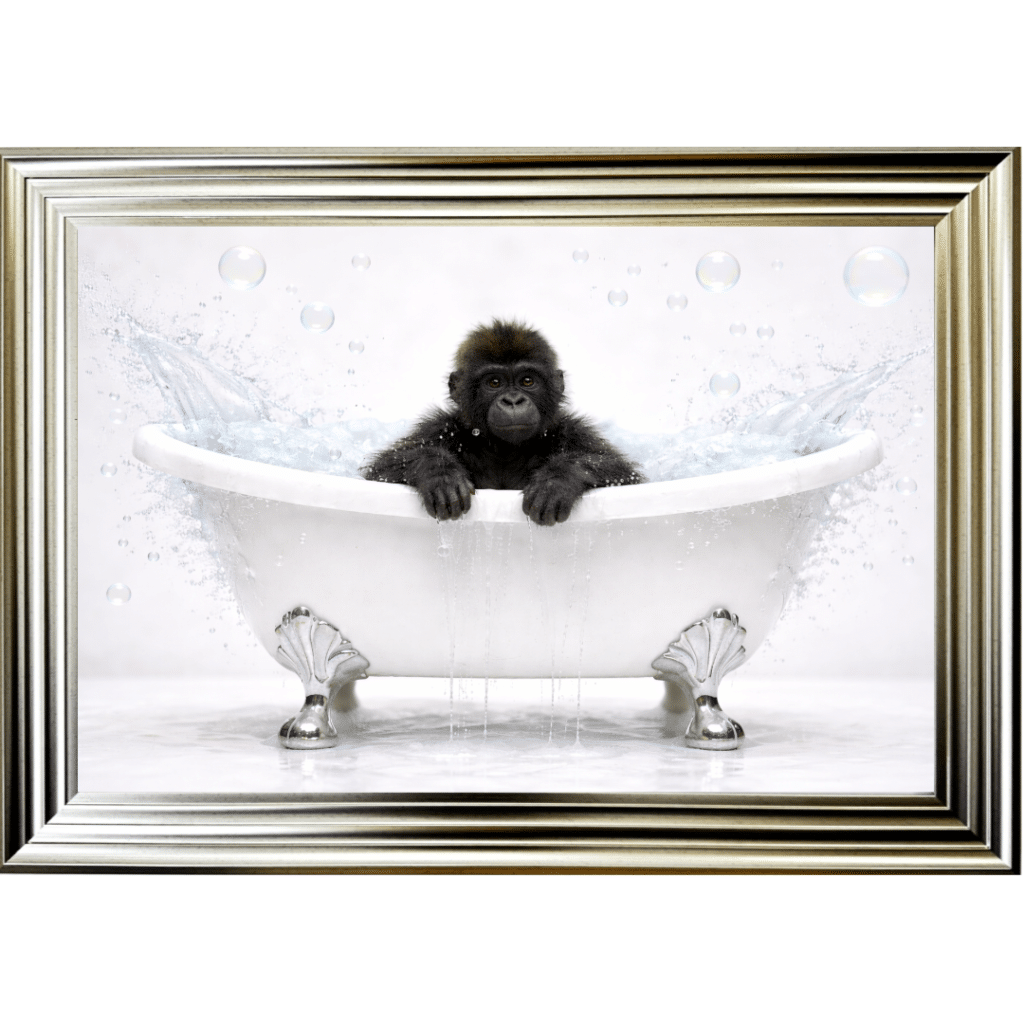 Baby Gorilla in the Bath - Framed Picture