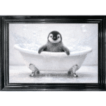Penguin Chick in the Bath - Framed Picture