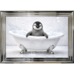 Penguin Chick in the Bath - Framed Picture