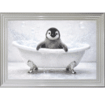Penguin Chick in the Bath - Framed Picture