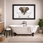 Baby Elephant in the Bath - Framed Picture - Image 2