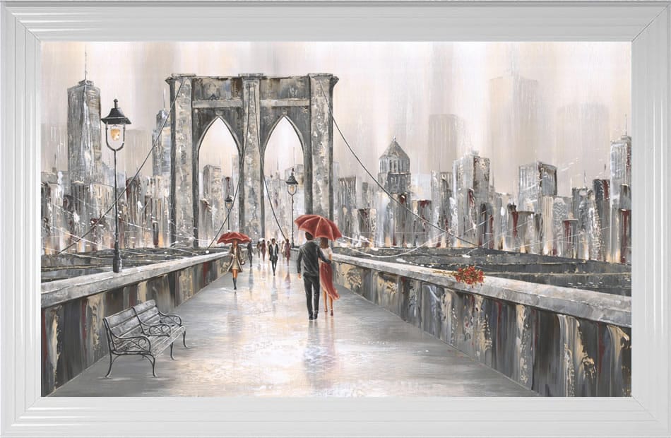 Roses on the Brooklyn Bridge - Framed Wall Art