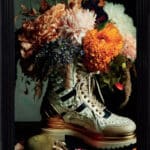 White Prada Boot Floral Wall Art