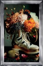 White Prada Boot Floral Wall Art
