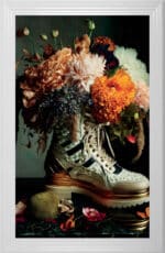 White Prada Boot Floral Wall Art