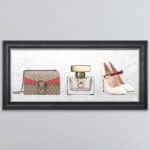 Gucci Perfume, Handbag and Shoe - Framed wall art