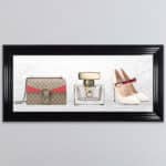 Gucci Perfume, Handbag and Shoe - Framed wall art