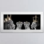 Lion Family with 2 Girl Cubs - Framed Wall Art