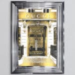 Gucci shop Front with Gold Background - Wall Art