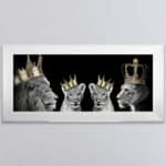 Lion Family with 2 Boy Cubs - Framed Wall Art