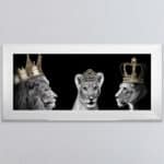 Lion Family with Girl Cub - Framed Wall Art