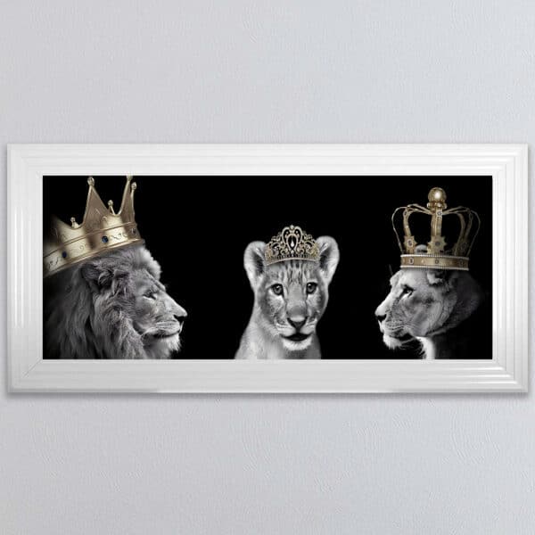 Lion Family with Girl Cub - Framed Wall Art